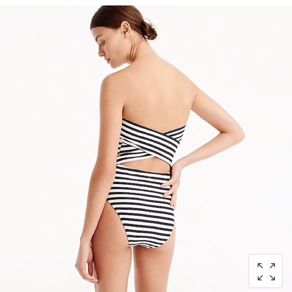 Jcrew Cross Back Bandeau One Piece - red and white